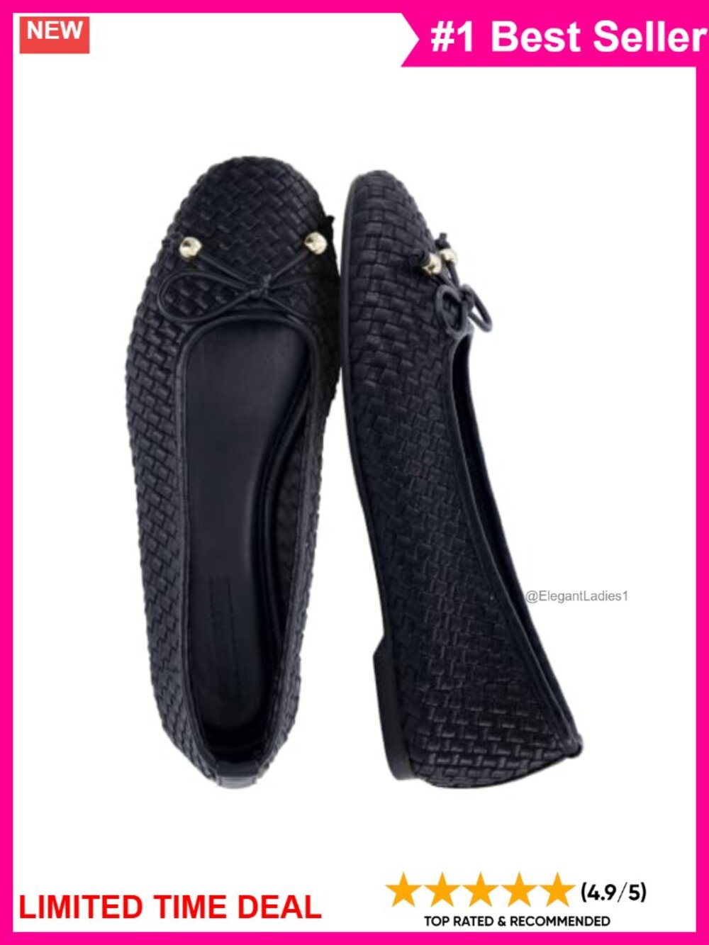 Woven Faux Leather Ballet Flats Slip-On Comfort Business Casual